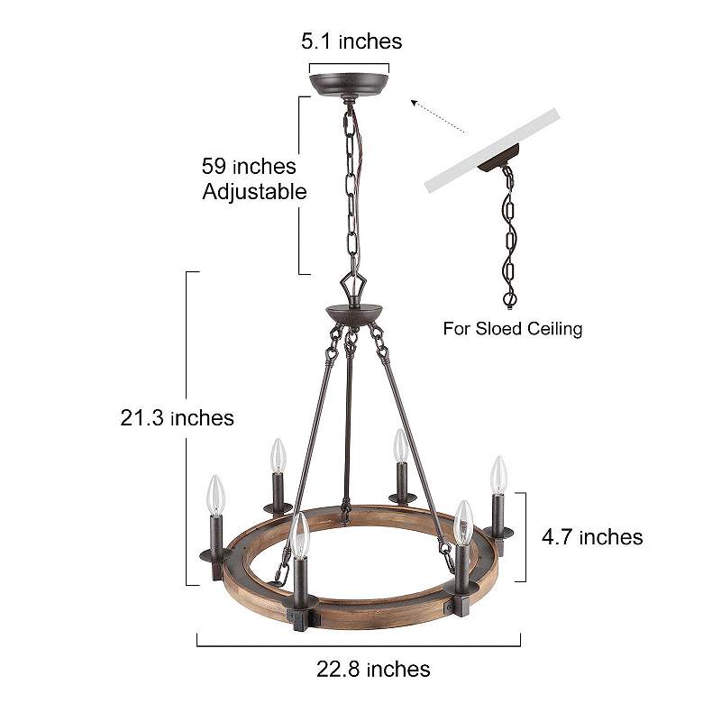 Image 2 Lurav 23" Wide Bronze 6-Light Candle Chandelier more views