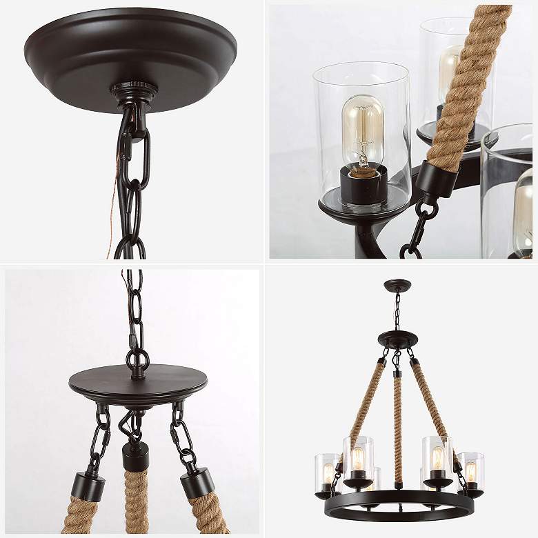 Image 4 Lurav 24" Wide Bronze 6-Light Wagon Wheel Chandelier more views