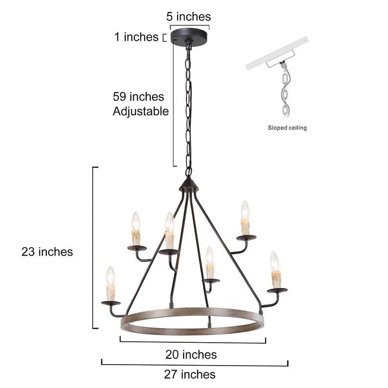 Image 5 Lurav 27" Wide Bronze Metal 6-Light Wagon Wheel Chandelier more views
