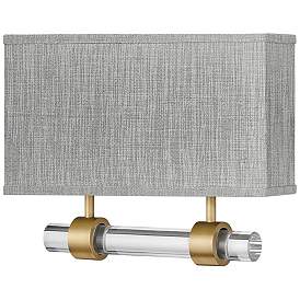Image1 of Luster 11 3/4"H Brass with Heather Gray Shade Wall Sconce