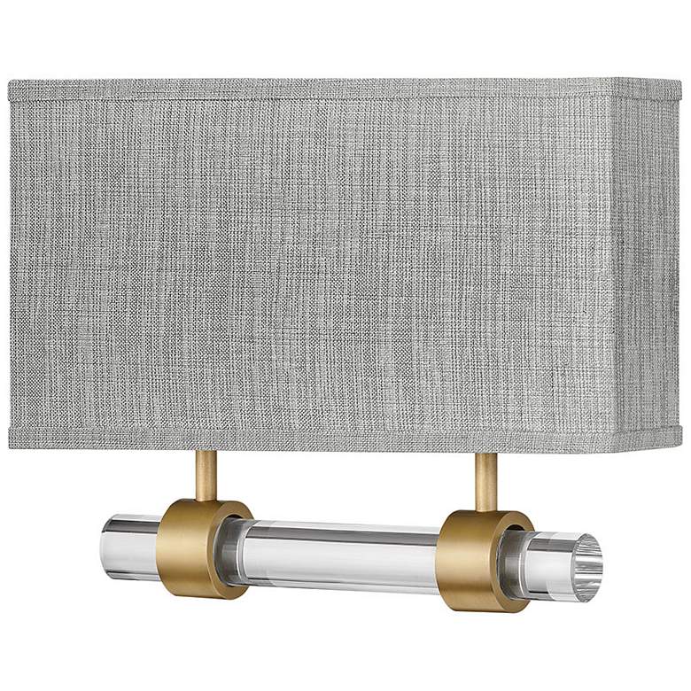 Image 1 Luster 11 3/4"H Brass with Heather Gray Shade Wall Sconce