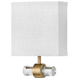 Image1 of Luster 11 3/4"H Brass with Off-White Linen Shade Wall Sconce