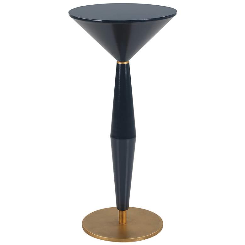Image 1 Luster 25.5 inch High Blue and Brass Metal Accent Table