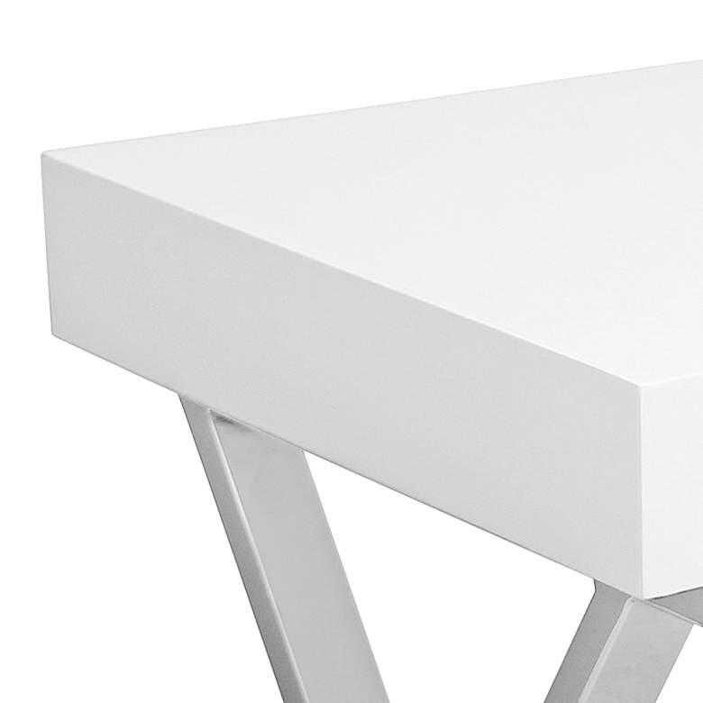 Image 4 Luster 43 1/4" Wide Glossy White and Chrome Modern Desk more views
