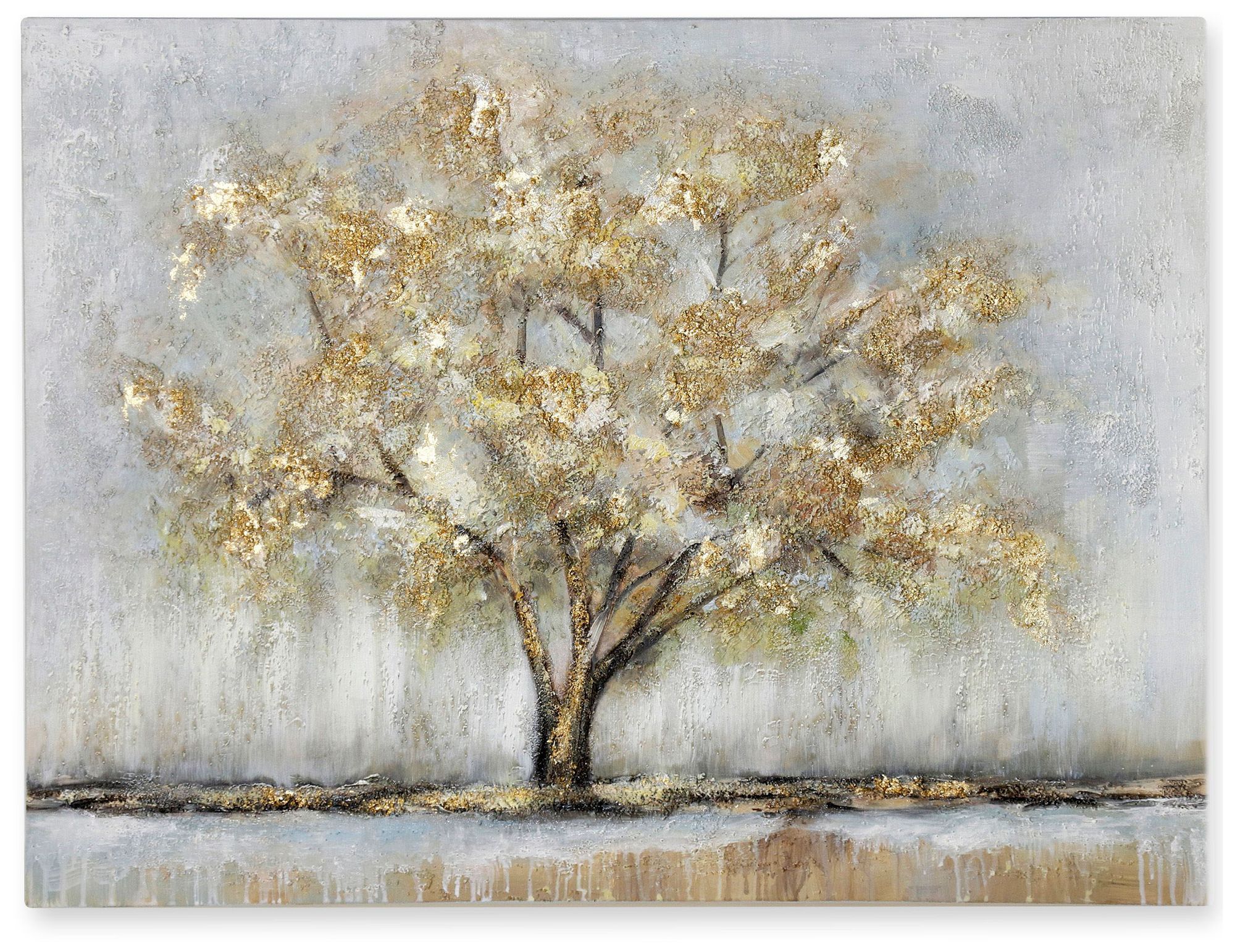 Luster Leafed Heavy Textured Hand Painted Canvas With Gold Foil 907N3 Lamps Plus