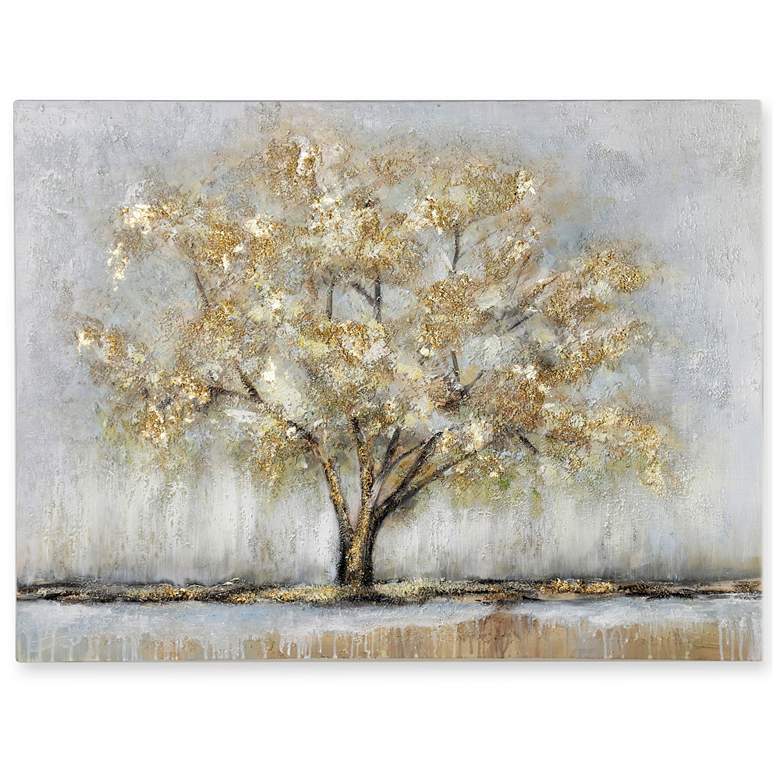 Image 1 Luster Leafed - Heavy Textured Hand Painted Canvas With Gold Foil