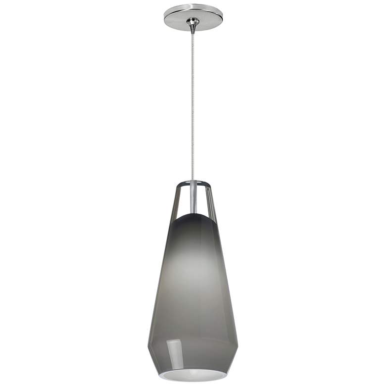 Image 1 Lustra 3 3/4 inch Wide Satin Nickel and Smoke Glass LED Mini Pendant