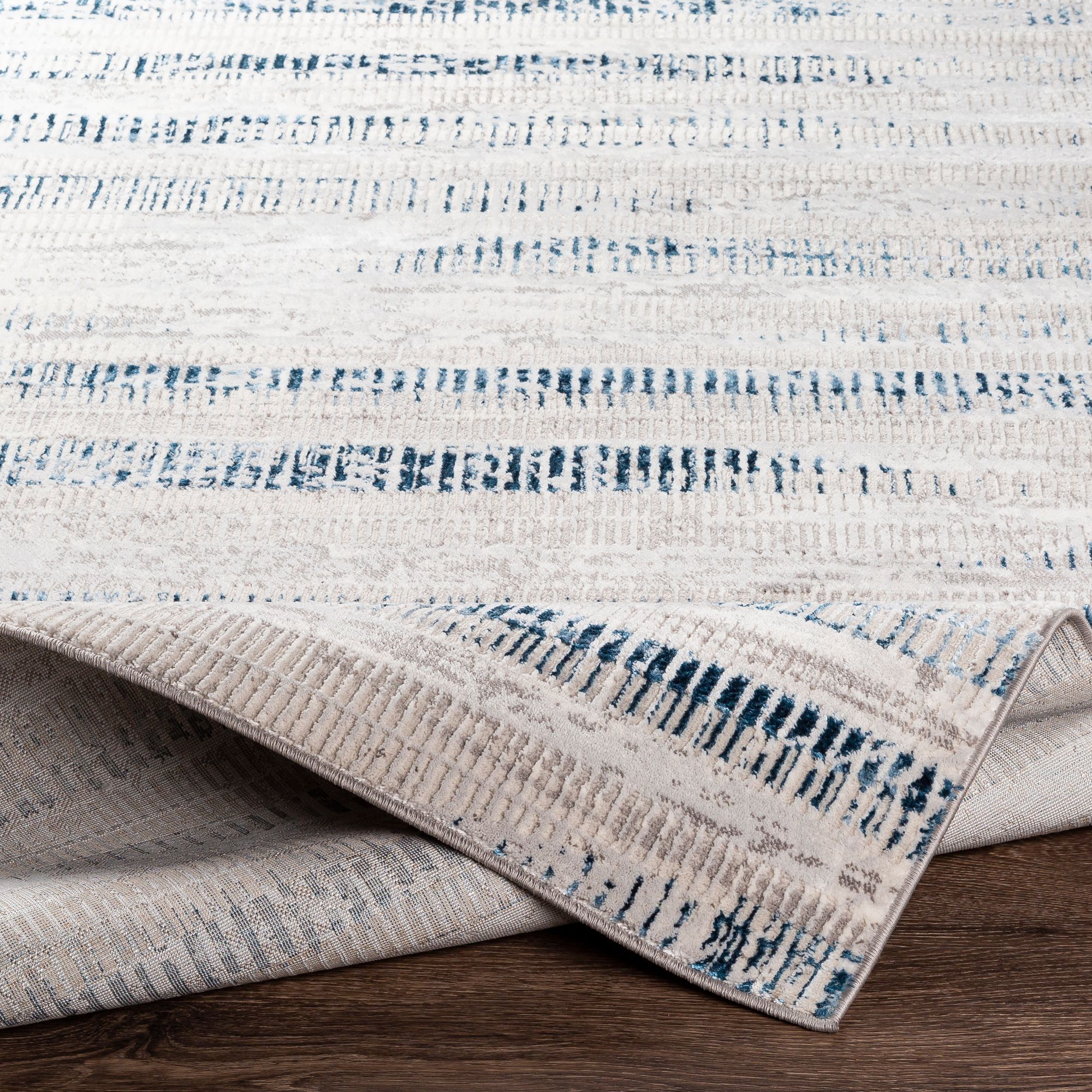 Thumbnail3 of Lustro LSR-2309 6'7"x9' Dark Blue and Light Beige Area Rug more views