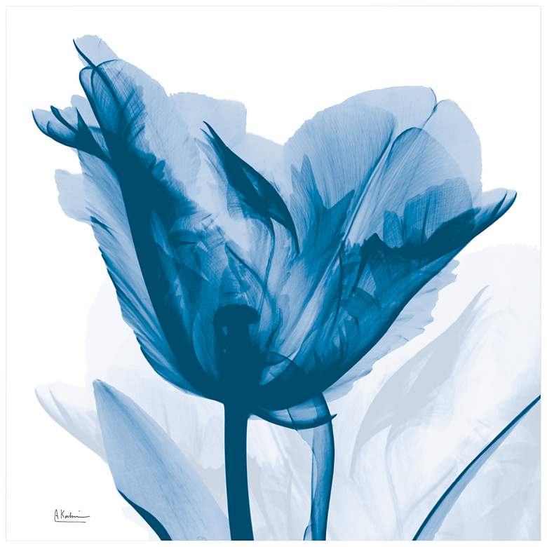 Image 2 Lusty Blue Tulip 24" Square Tempered Glass Graphic Wall Art