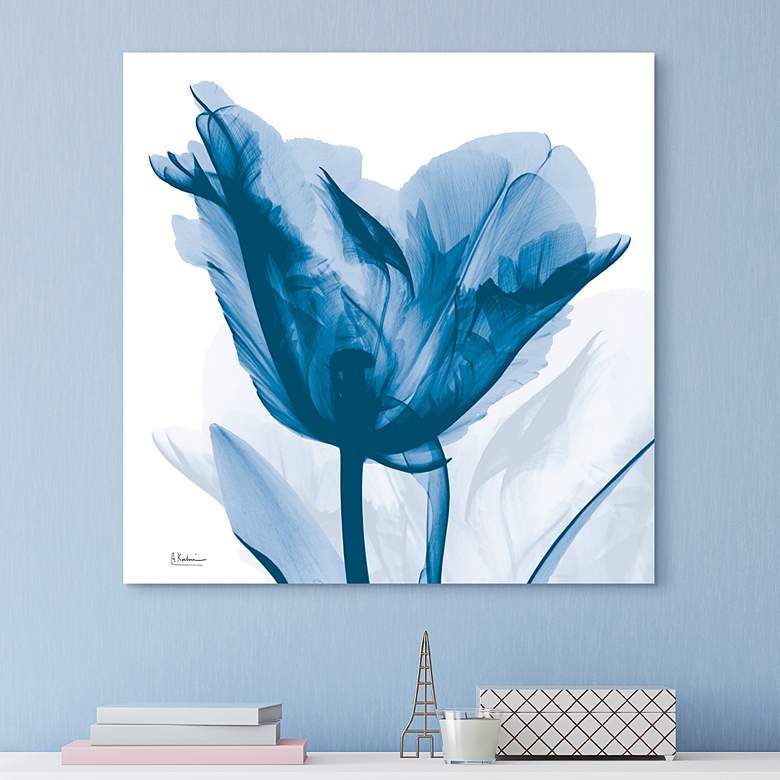 Image 1 Lusty Blue Tulip 24 inch Square Tempered Glass Graphic Wall Art