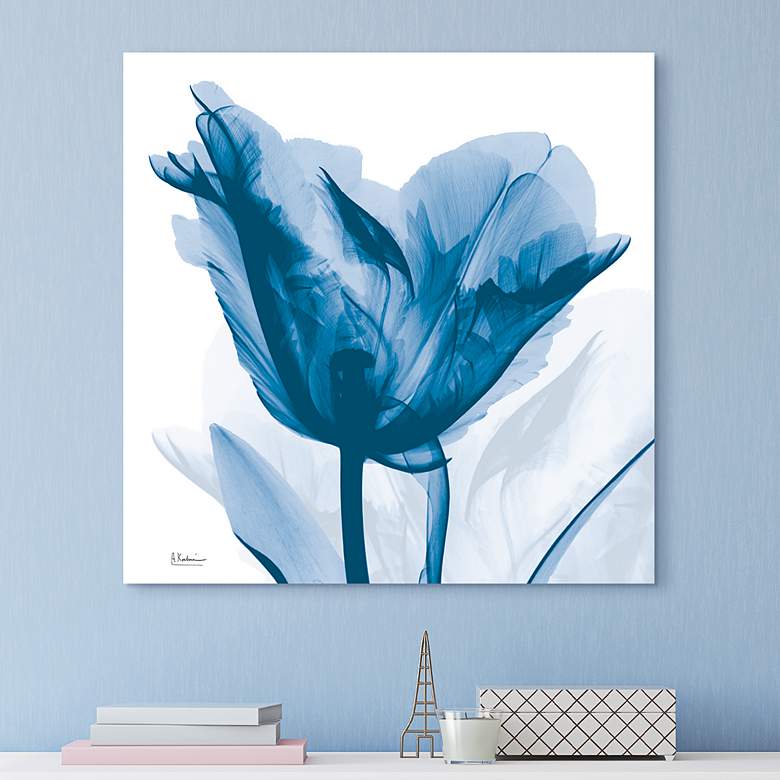 Image 1 Lusty Blue Tulip 24" Square Tempered Glass Graphic Wall Art