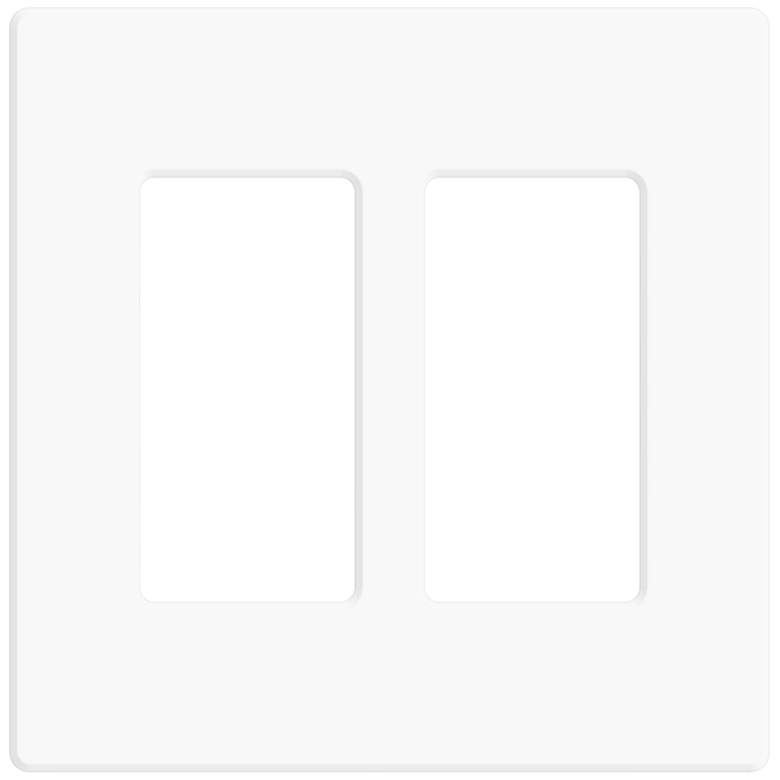 Image 1 Lutron Claro White 2 Gang Screwless Faceplate
