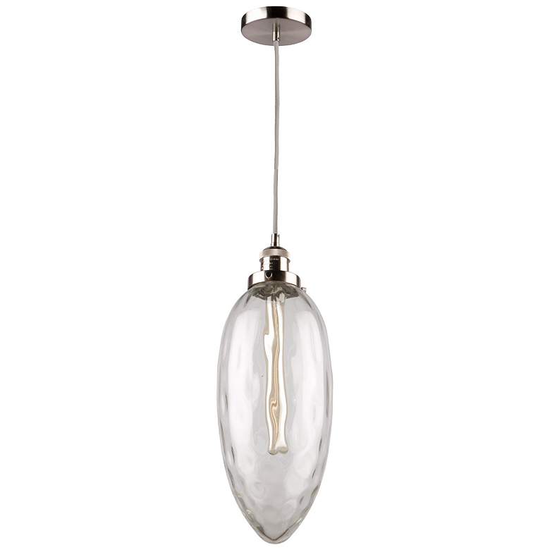 Image 1 Lux Pendant Collection 1-Light Brushed Nickel Metal and Glass Pendant