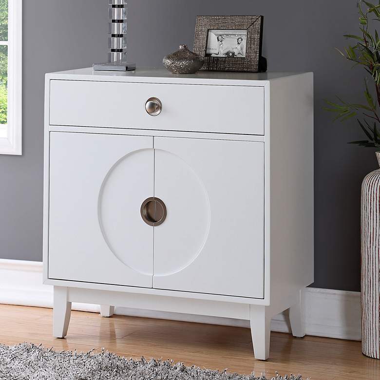 Image 1 Luxe 32 inch Wide White Gloss 2-Door Wood Accent Chest