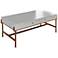 Luxe 48" Wide White Lacquer and Gold 2-Drawer Coffee Table