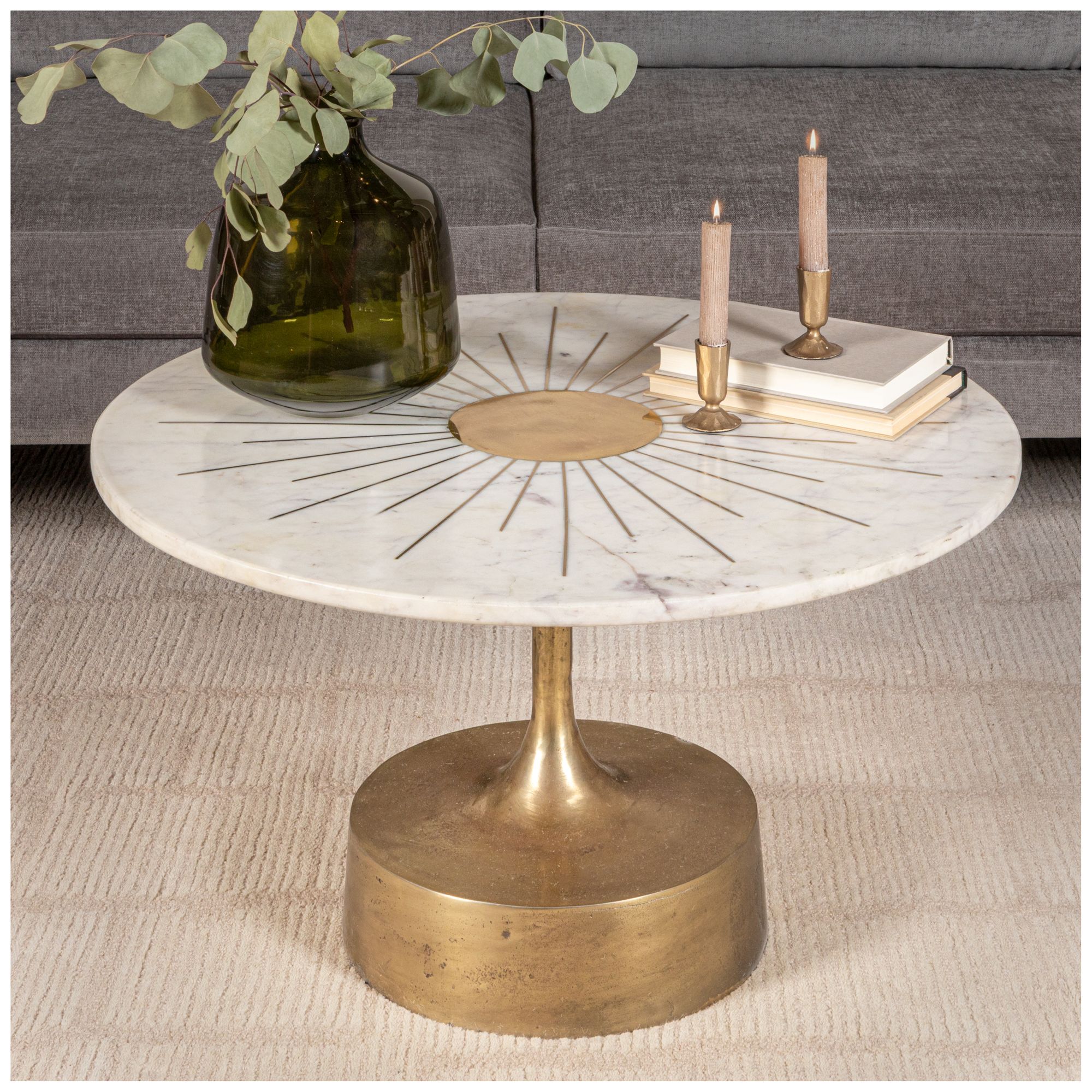 Image 2 Luxe Aluminum and Marble CoffeeTable, Gold more views