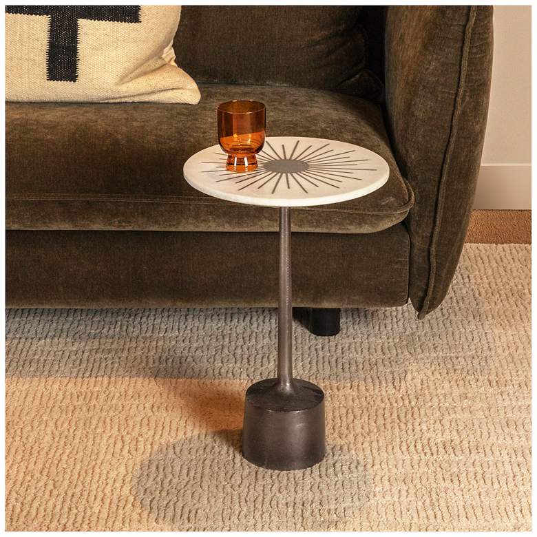 Image 1 Luxe Aluminum and Marble Martini Table, Black