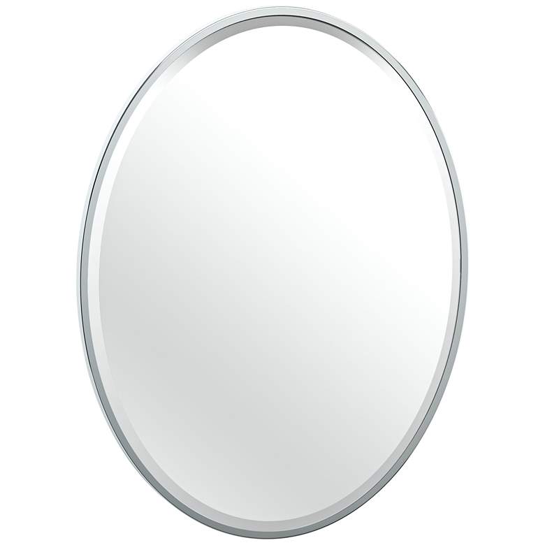 Image 1 Luxe Chrome 25" x 33" Oval Flush Mount Wall Mirror