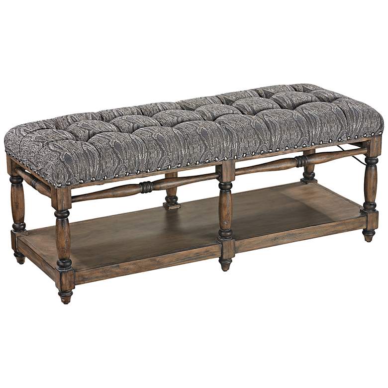 Image 1 Luxe Collection French Gray Tufted Upholstered Bench