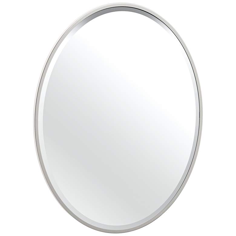 Image 2 Luxe Flush Mount Nickel 25" x 33" Framed Oval Wall Mirror