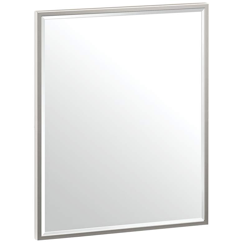 Image 1 Luxe Satin Nickel 20 1/2 inch x 25 inch Flush Mount Wall Mirror