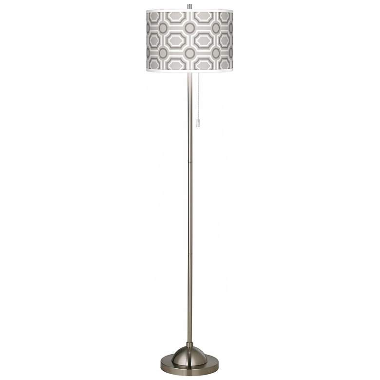 Image 1 Luxe Tile Brushed Nickel Pull Chain Floor Lamp
