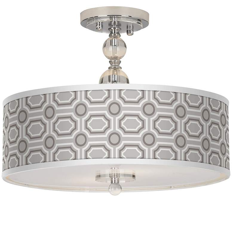 Image 1 Luxe Tile Giclee 16 inch Wide Semi-Flush Ceiling Light