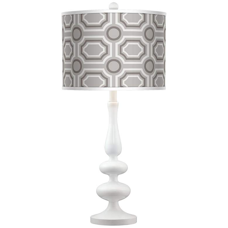 Image 1 Luxe Tile Giclee Paley White Table Lamp