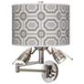 Luxe Tile Giclee Plug-In Swing Arm Wall Lamp