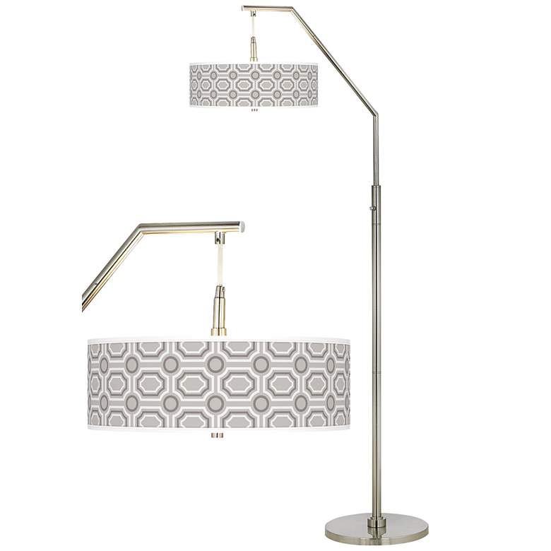 Image 2 Luxe Tile Giclee Shade Arc Floor Lamp