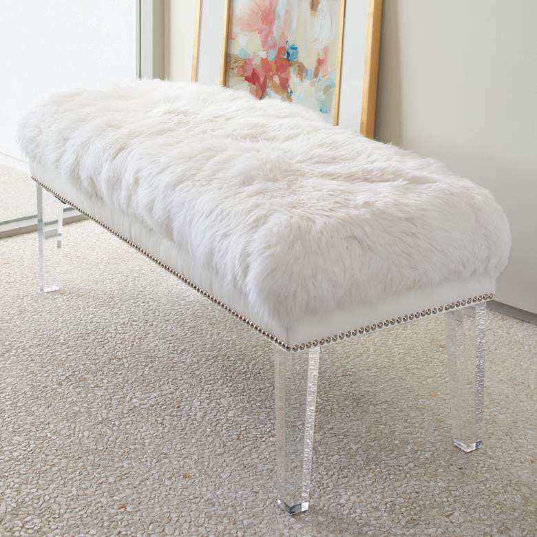Image 1 Luxe White Sheepskin Bench
