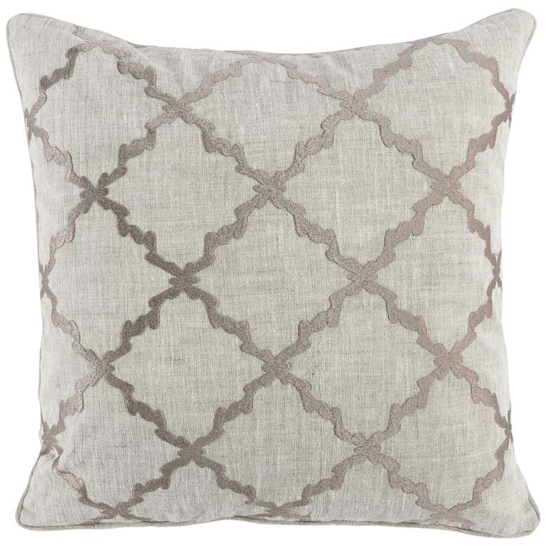 Image 1 Luxi Gray and Natural Trellis 22" Square Decorative Pillow