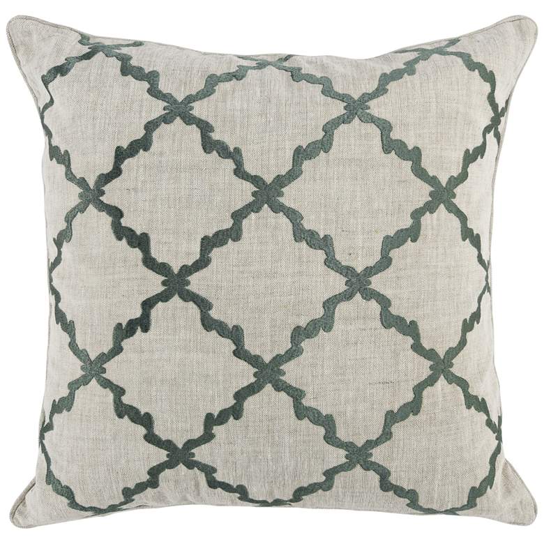 Image 1 Luxi Green and Natural 22 inch Square Decorative Pillow