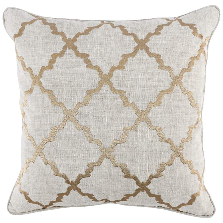 Image 1 Luxi Yellow Gold and Natural 22 inch Square Decorative Pillow