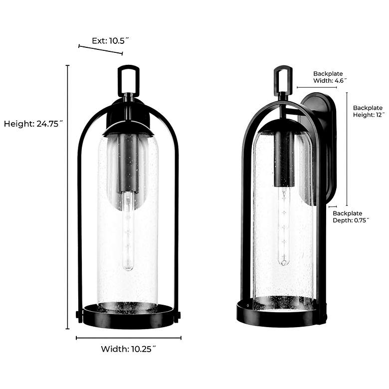 Image 7 Luxio 24.75" High 1-Light Outdoor Wall Sconce in Powder Coated Black more views