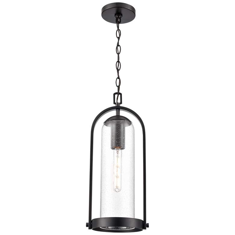 Image 1 Luxio 8.25" Wide 1-Light Outdoor Hanging Lantern in Powder Coated Black