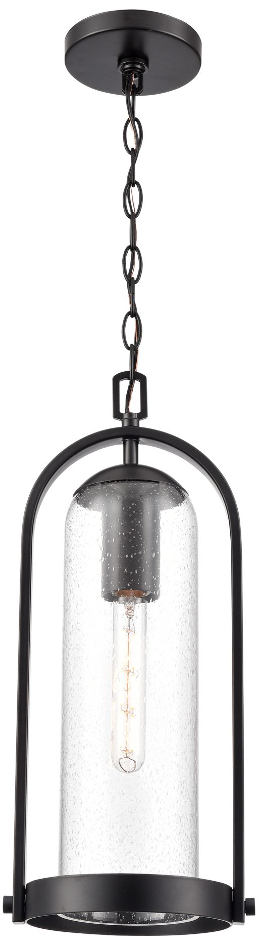 Luxio 8.25" Wide Outdoor Hanging Lantern in Powder Coated Black