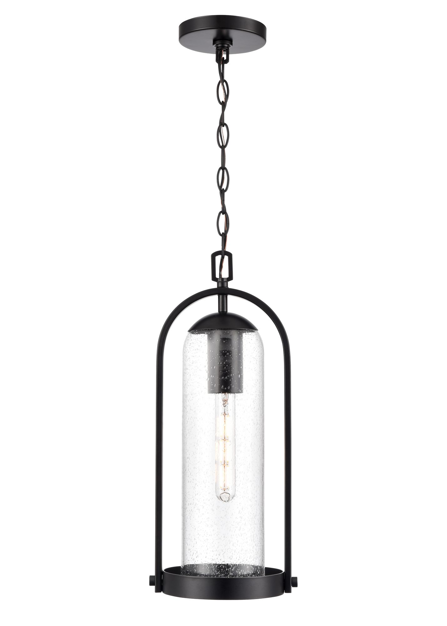 Image 2 Luxio 8.25" Wide Outdoor Hanging Lantern in Powder Coated Black more views
