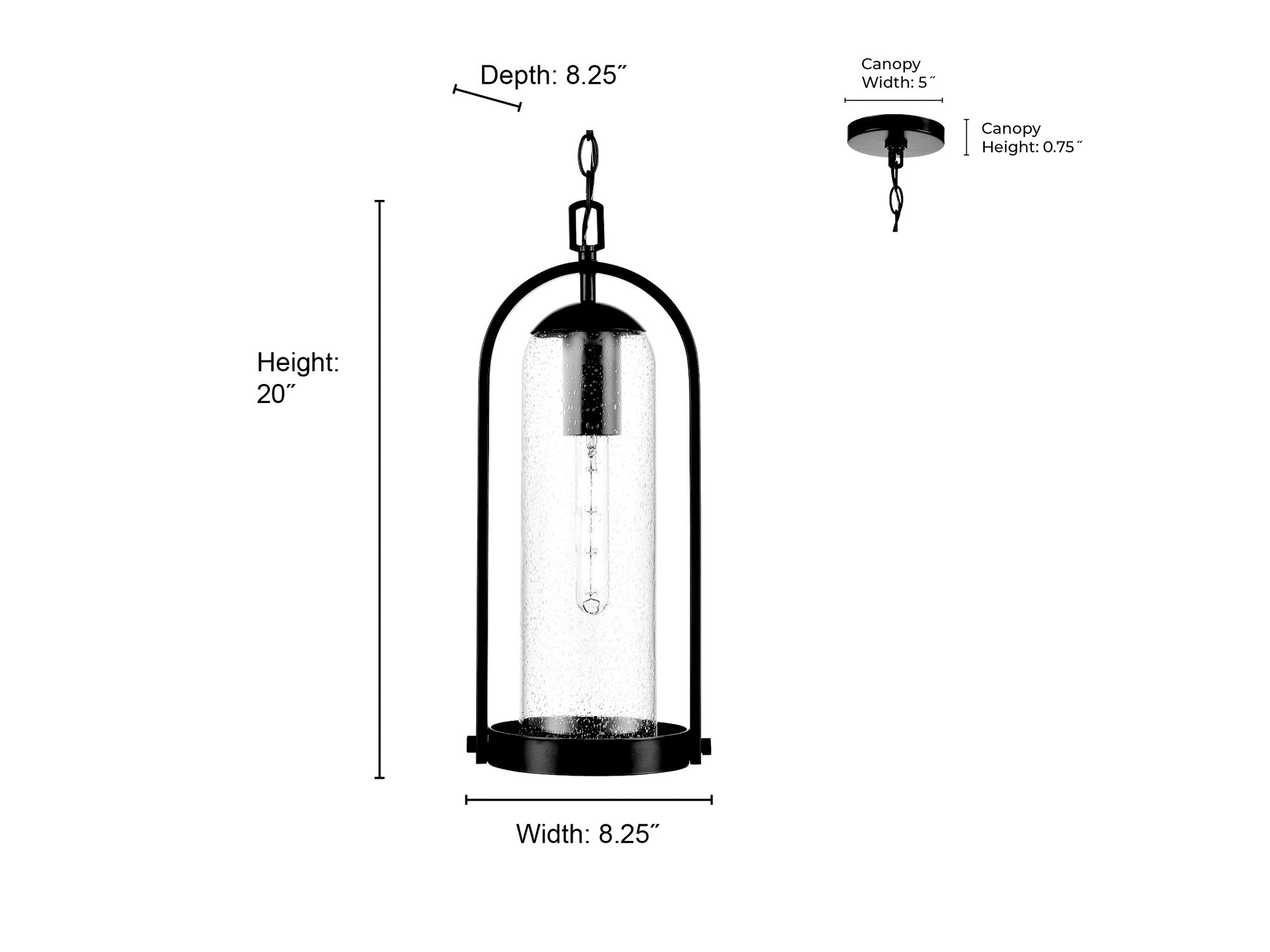 Image 7 Luxio 8.25" Wide Outdoor Hanging Lantern in Powder Coated Black more views