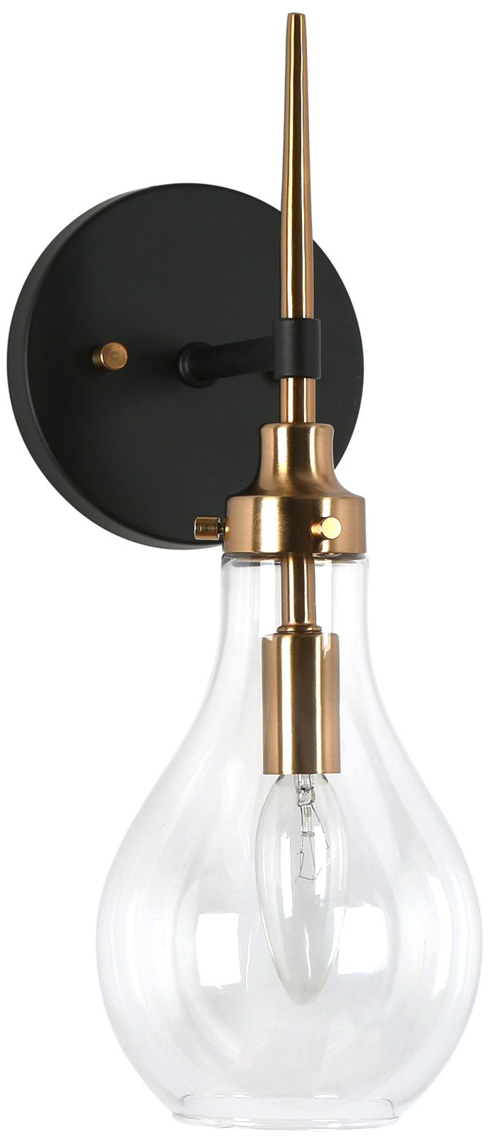 Image 2 Luxitemin 14 1/2"H Matte Black and Plating Brass Wall Sconce