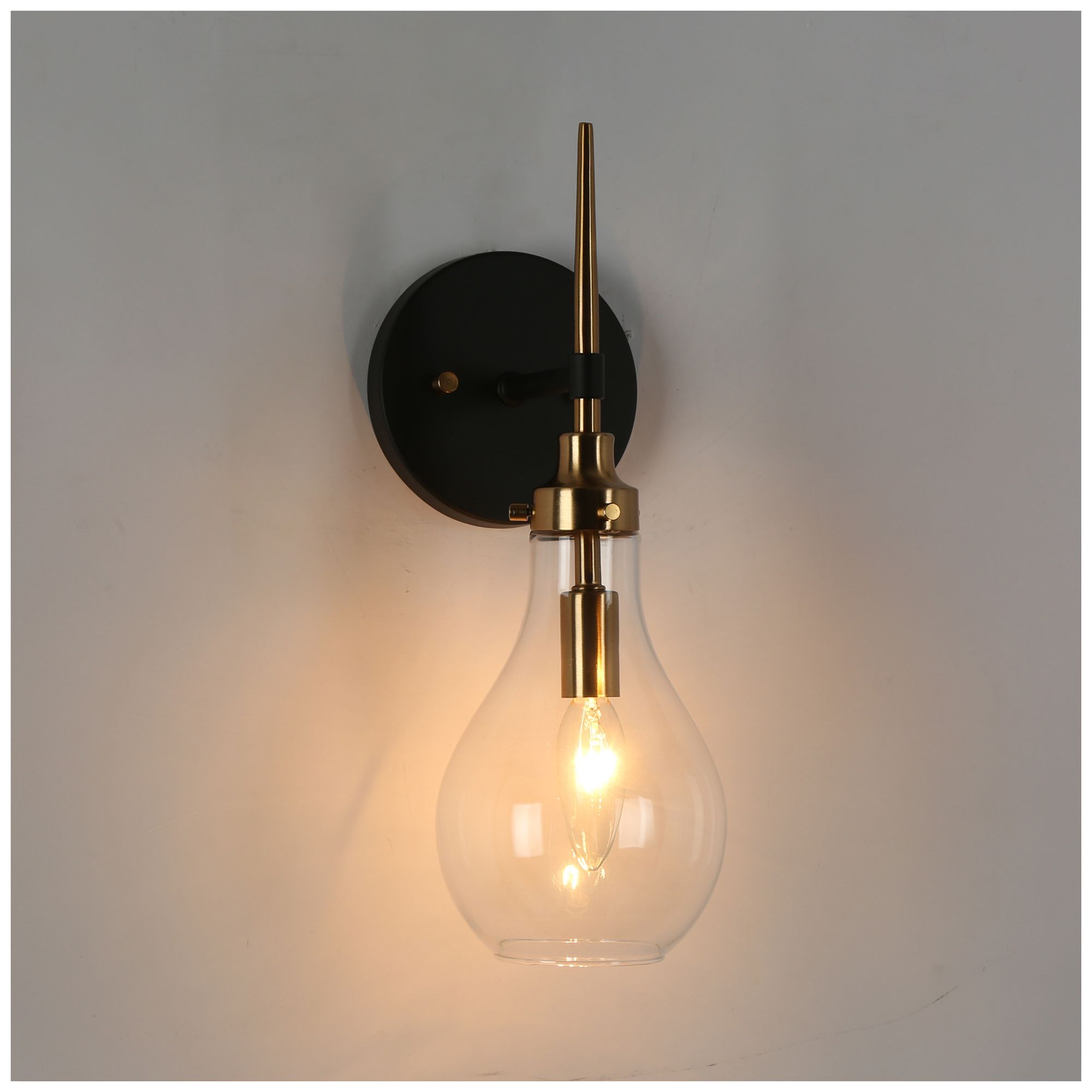 Image 3 Luxitemin 14 1/2"H Matte Black and Plating Brass Wall Sconce more views