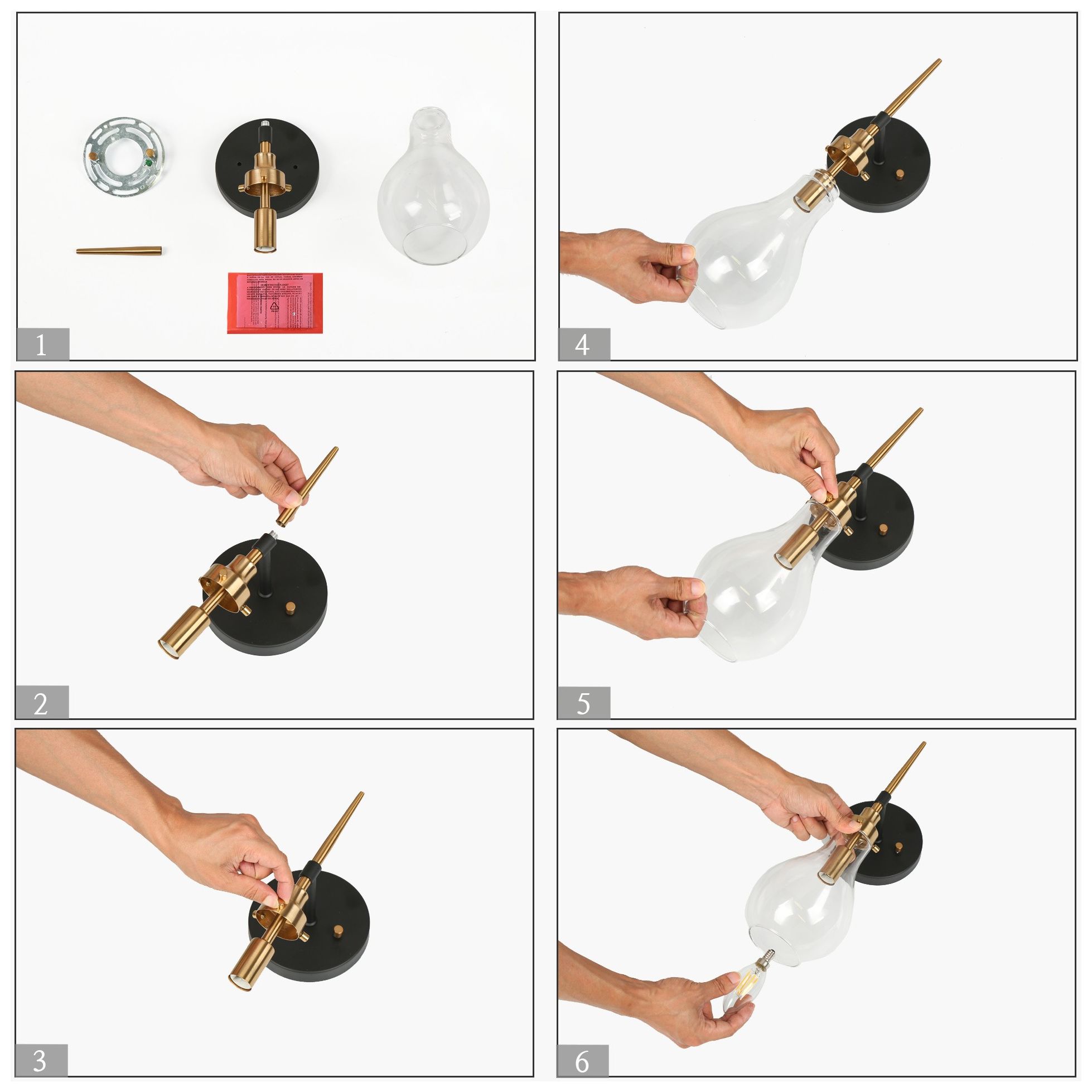 Image 6 Luxitemin 14 1/2"H Matte Black and Plating Brass Wall Sconce more views