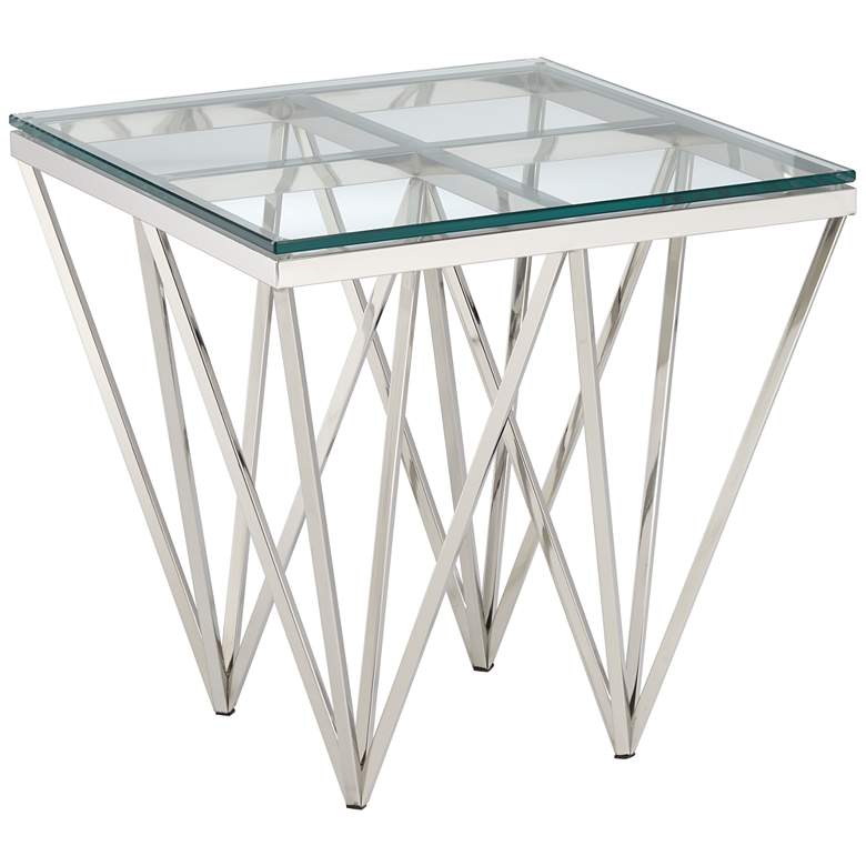 Luxor 19 3/4&quot; Wide Chrome and Glass Modern End Table