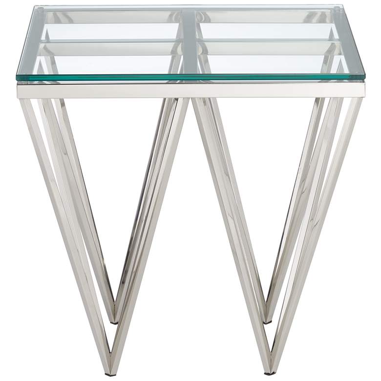 Luxor 19 3/4&quot; Wide Chrome and Glass Modern End Table more views