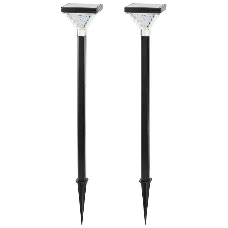 Image 1 Luxor 22 3/4 inch High Black Solar LED Dusk-to-Dawn Path Light 2 Pack