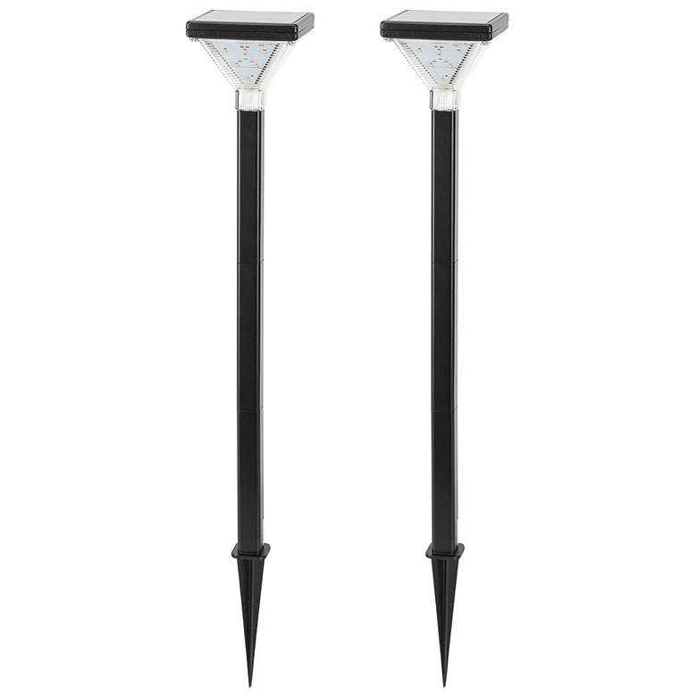Image 1 Luxor 22 3/4" High Black Solar LED Path Light Set of 2