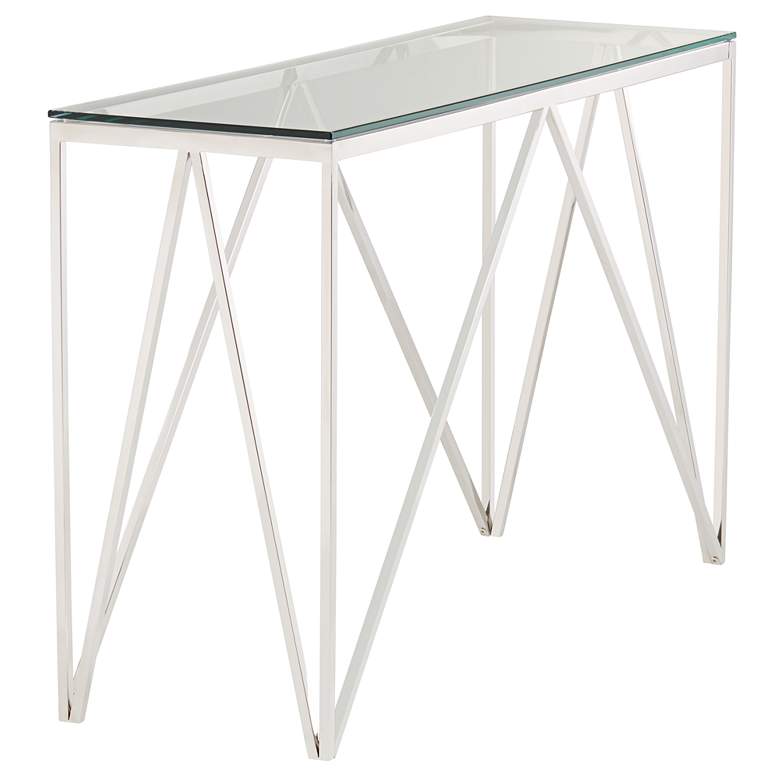Image 4 Luxor 47 1/4 inch Wide Chrome and Glass Modern Console Table more views
