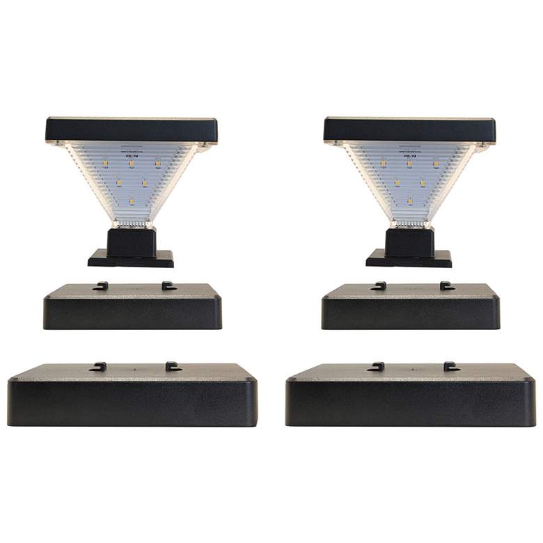 Image 1 Luxor Black Solar LED Post Cap Lights Set of 2