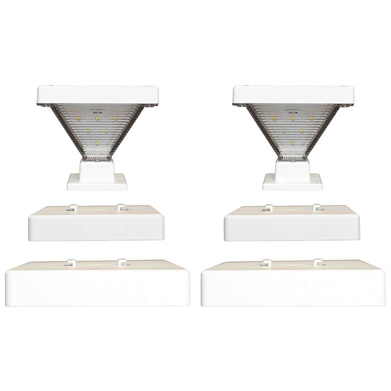 Image 1 Luxor White Solar LED Post Cap Lights Set of 2