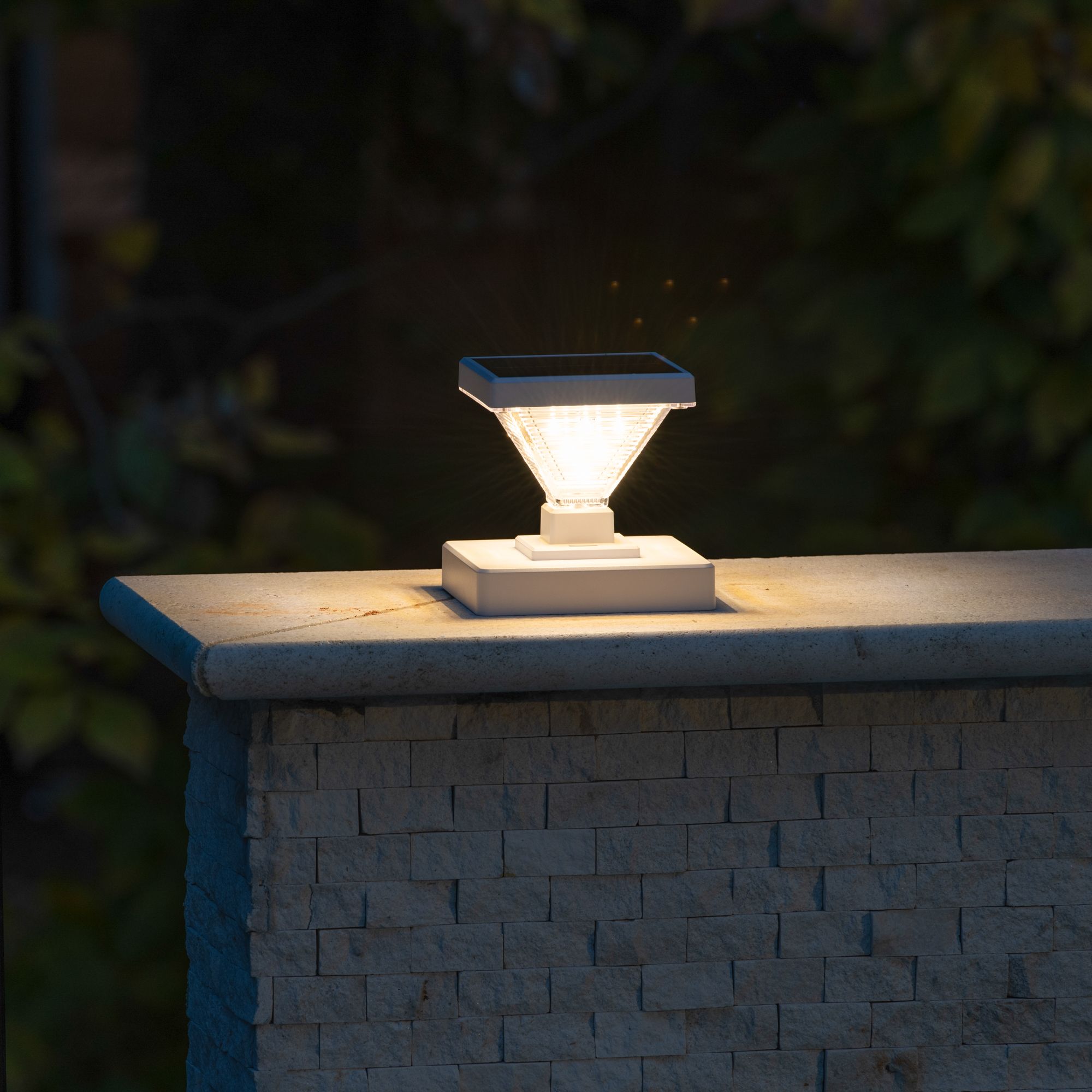 Luxor White Solar LED Post Cap Lights Set of 2